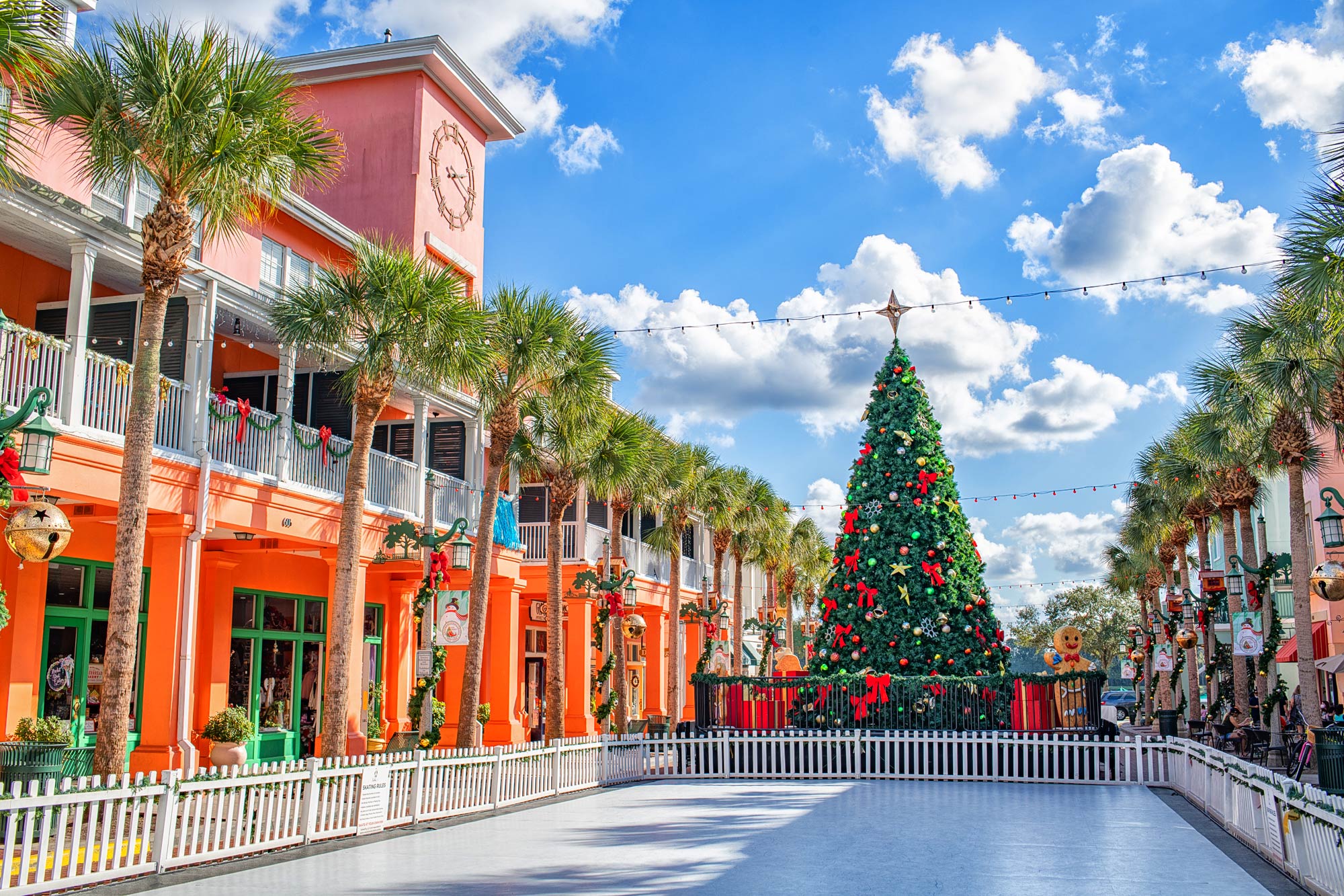 Het dorpje Celebration tijdens kerst in Florida