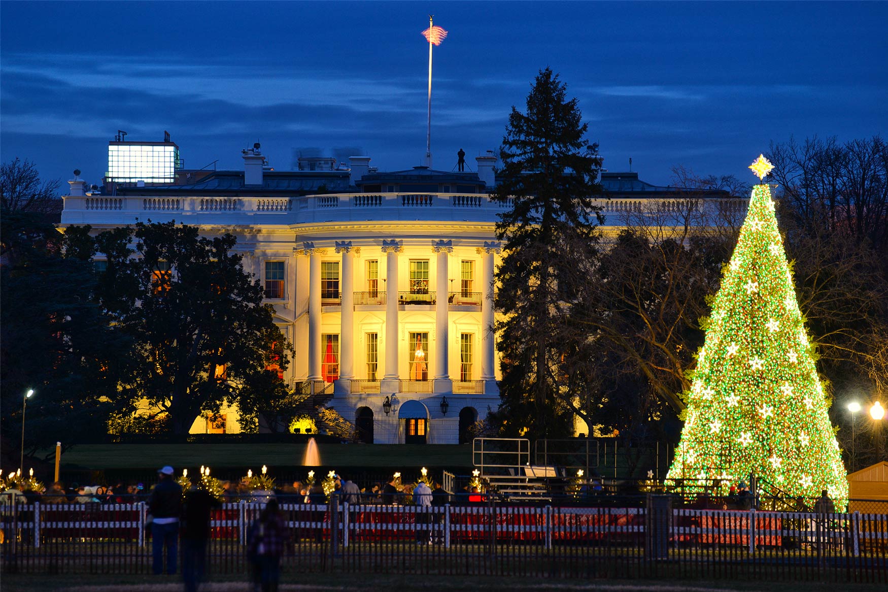 Het Witte Huis tijdens kerst in Washington DC