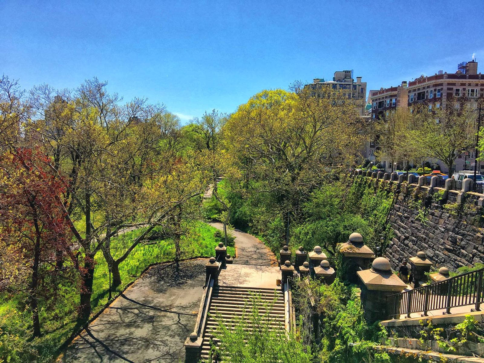 Morningside Park tussen Morningside en Harlem in New York City