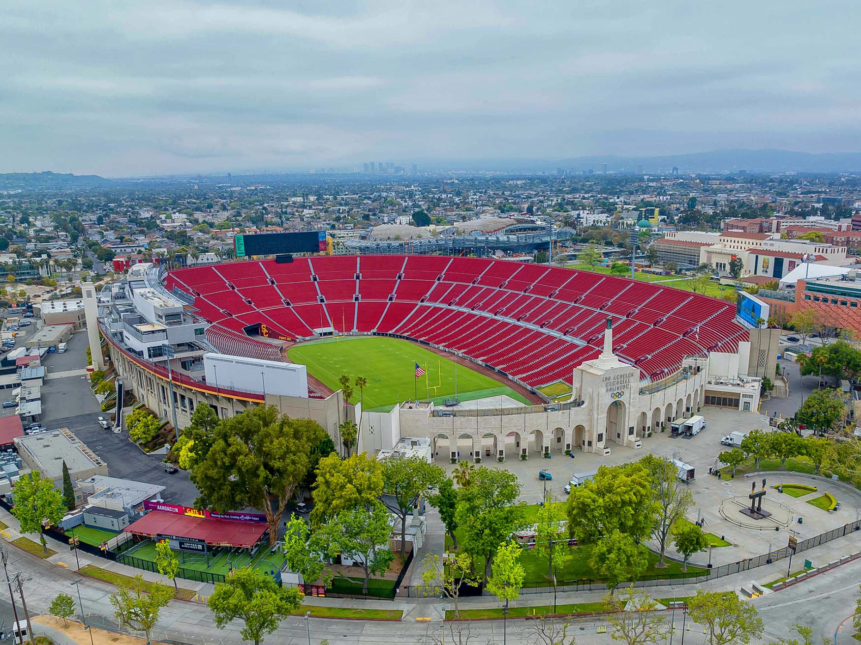 De Olympische Spelen van 2028 in het Los Angeles Memorial Coliseum