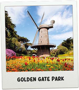 De 'Hollandse' molen in het Golden Gate Park in San Francisco